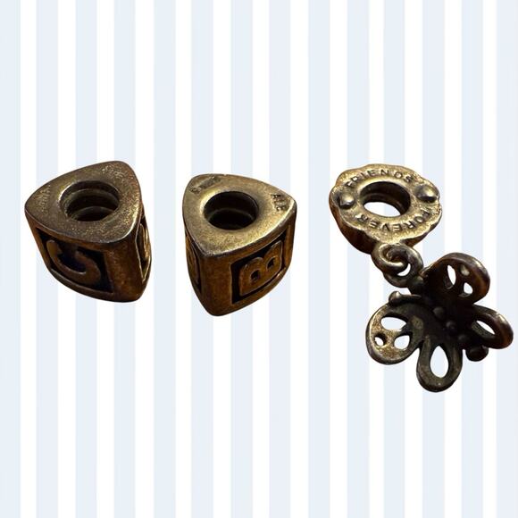 Pandora .925 ALE Sterling Silver Friends Forever Butterfly Charm + Letters B & C - Picture 8 of 8